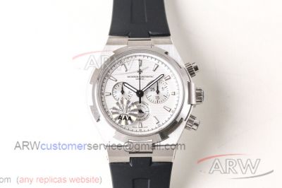 8F Replica Vacheron Constantin Overseas Chronograph 42 MM 7750 Men's White Textured Face Rubber Watch 